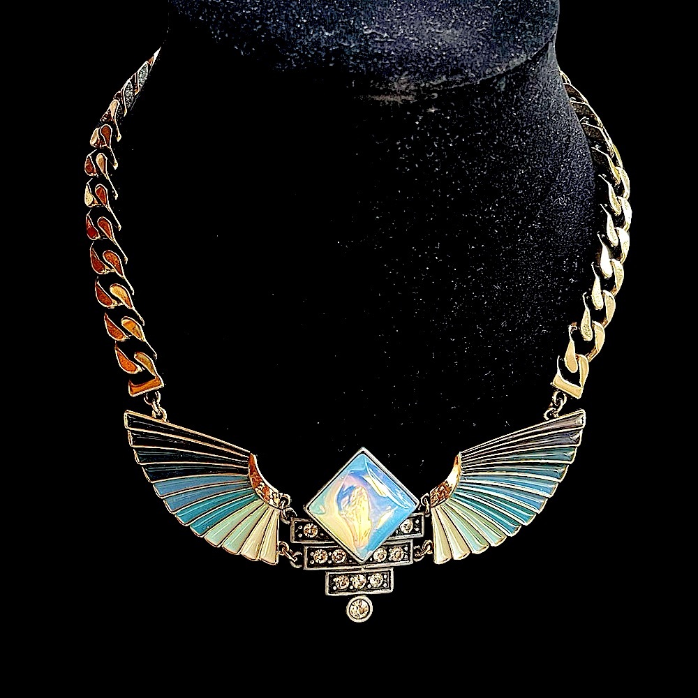 Signed Lulu Frost Multicolor Gold-Tone Statement Necklace - Picture 2 of 7